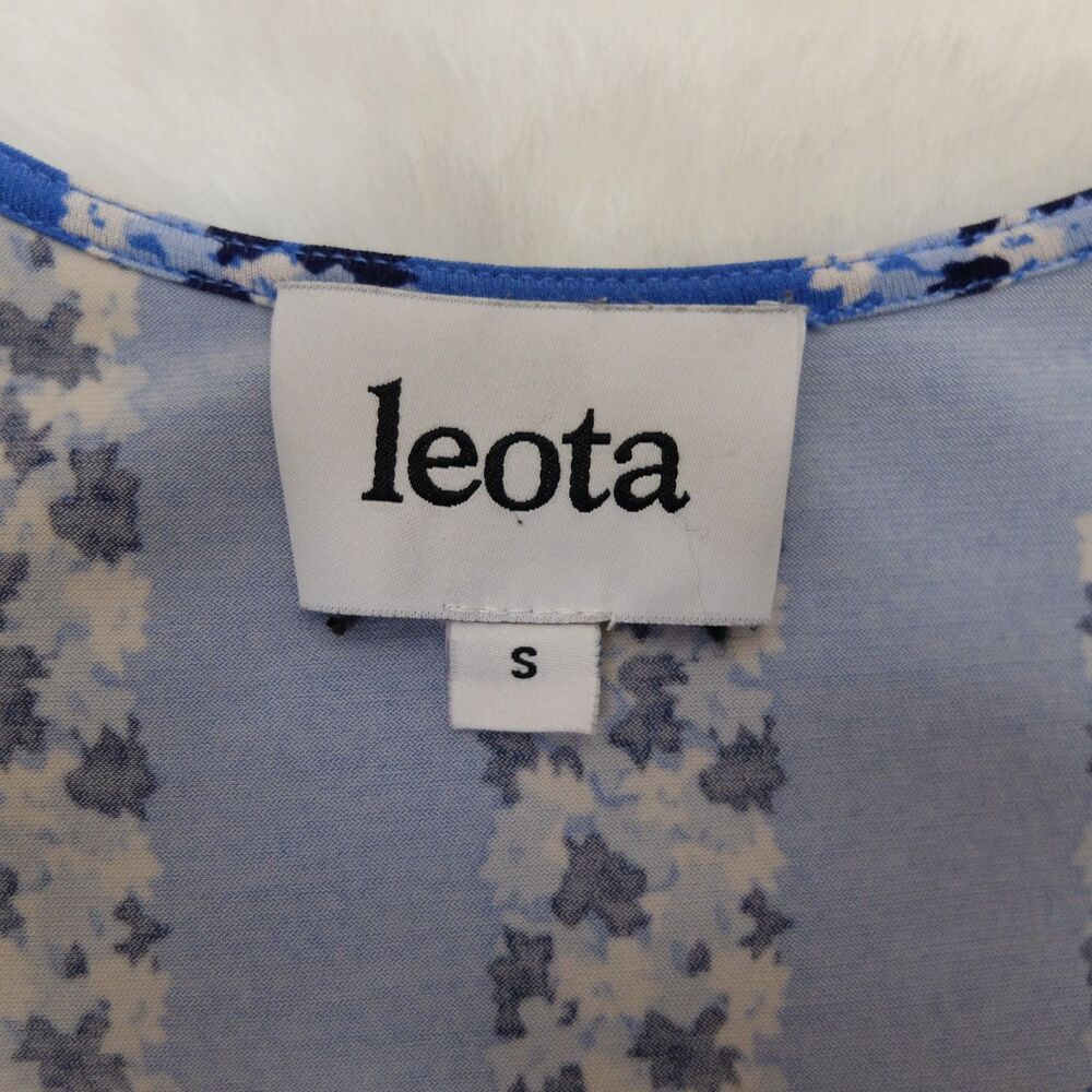 Leota Nordstrom Vibrant Blue Floral Stripe Faux Wrap Dress Size Small - Picture 6 of 9